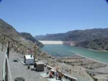 New earth dam on Elqui, reservoir beginning to fill