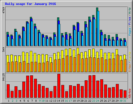 Daily usage for January 2016