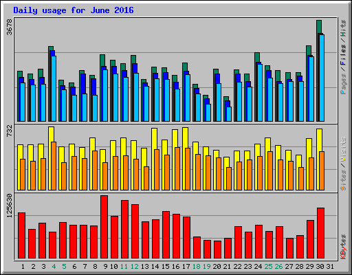 Daily usage for June 2016