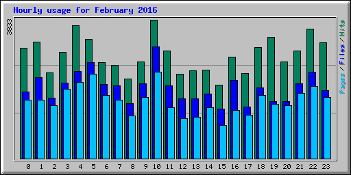 Hourly usage for February 2016