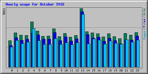 Hourly usage for October 2016