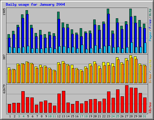 Daily usage for January 2004