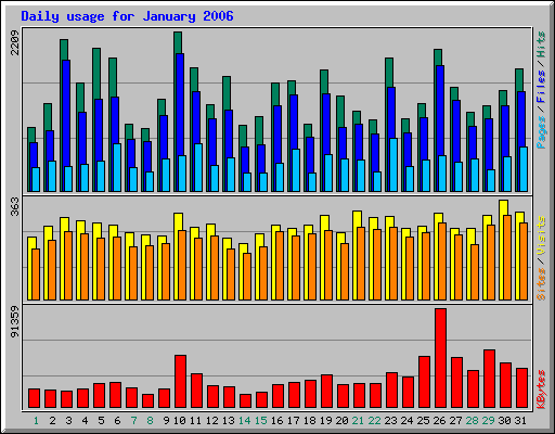 Daily usage for January 2006