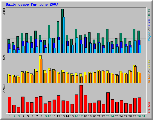 Daily usage for June 2007