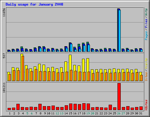 Daily usage for January 2008