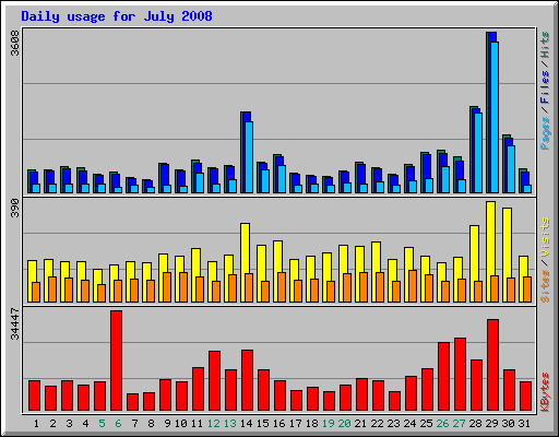 Daily usage for July 2008