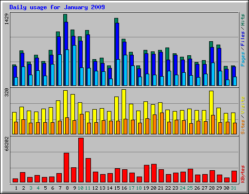 Daily usage for January 2009