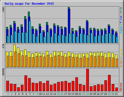 Daily usage for December 2012