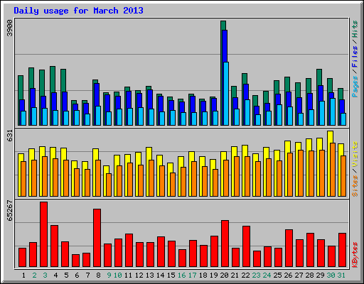 Daily usage for March 2013