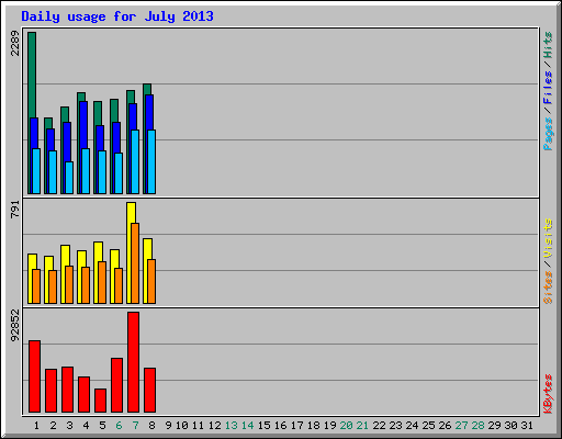 Daily usage for July 2013