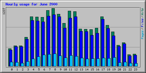 Hourly usage for June 2000