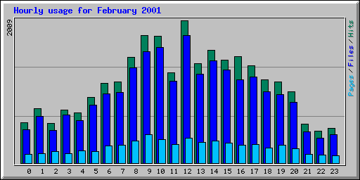 Hourly usage for February 2001