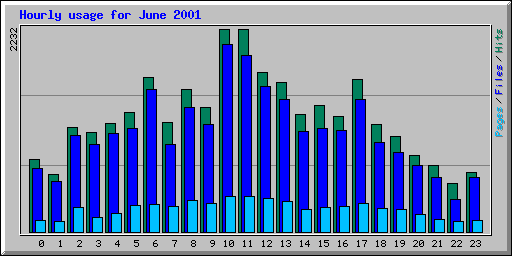 Hourly usage for June 2001