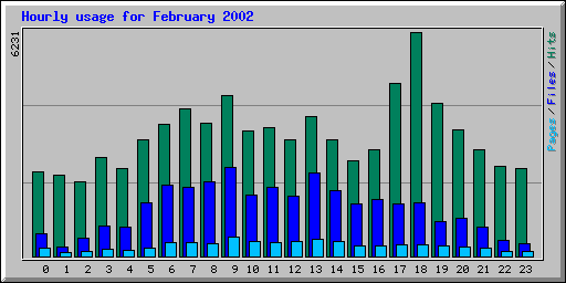 Hourly usage for February 2002