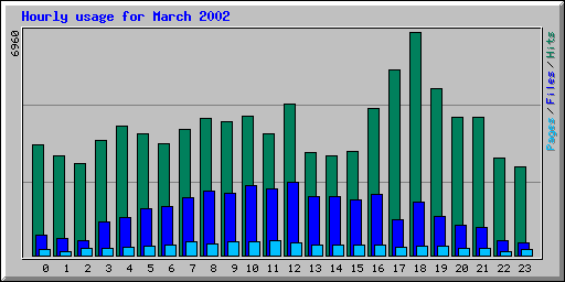 Hourly usage for March 2002