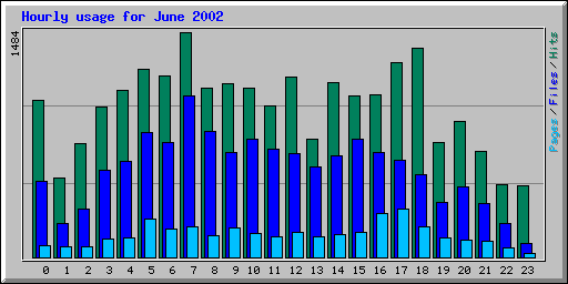 Hourly usage for June 2002