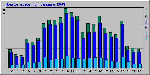 Hourly usage for January 2003