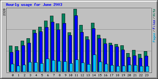 Hourly usage for June 2003