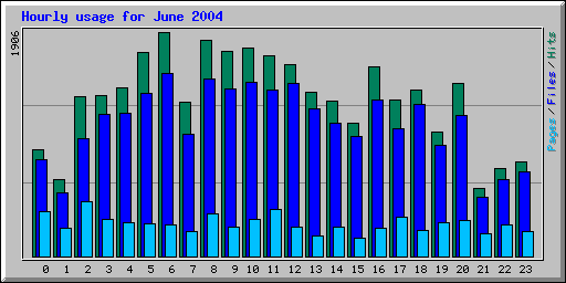 Hourly usage for June 2004