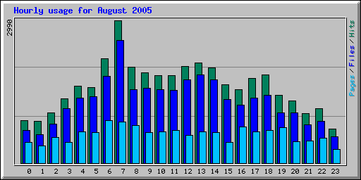 Hourly usage for August 2005