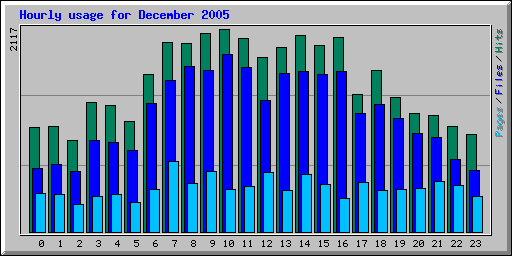 Hourly usage for December 2005