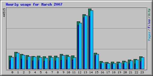 Hourly usage for March 2007