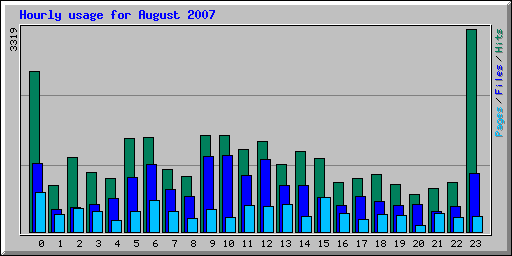 Hourly usage for August 2007