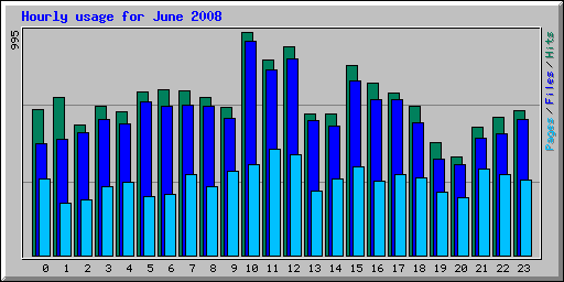 Hourly usage for June 2008