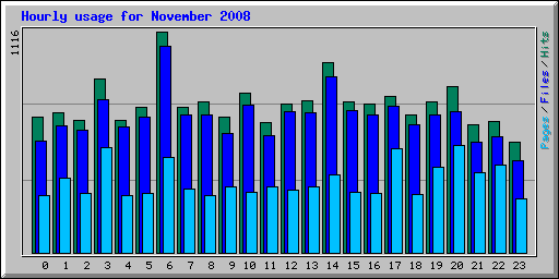 Hourly usage for November 2008