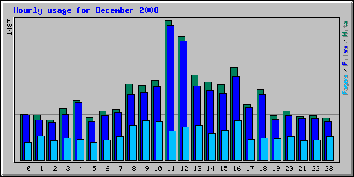 Hourly usage for December 2008