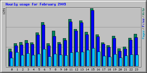 Hourly usage for February 2009