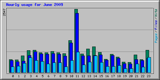 Hourly usage for June 2009