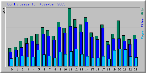 Hourly usage for November 2009