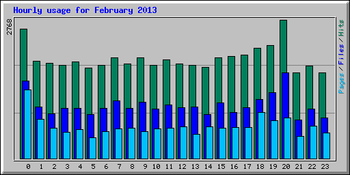 Hourly usage for February 2013