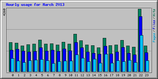 Hourly usage for March 2013