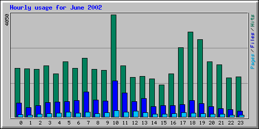Hourly usage for June 2002